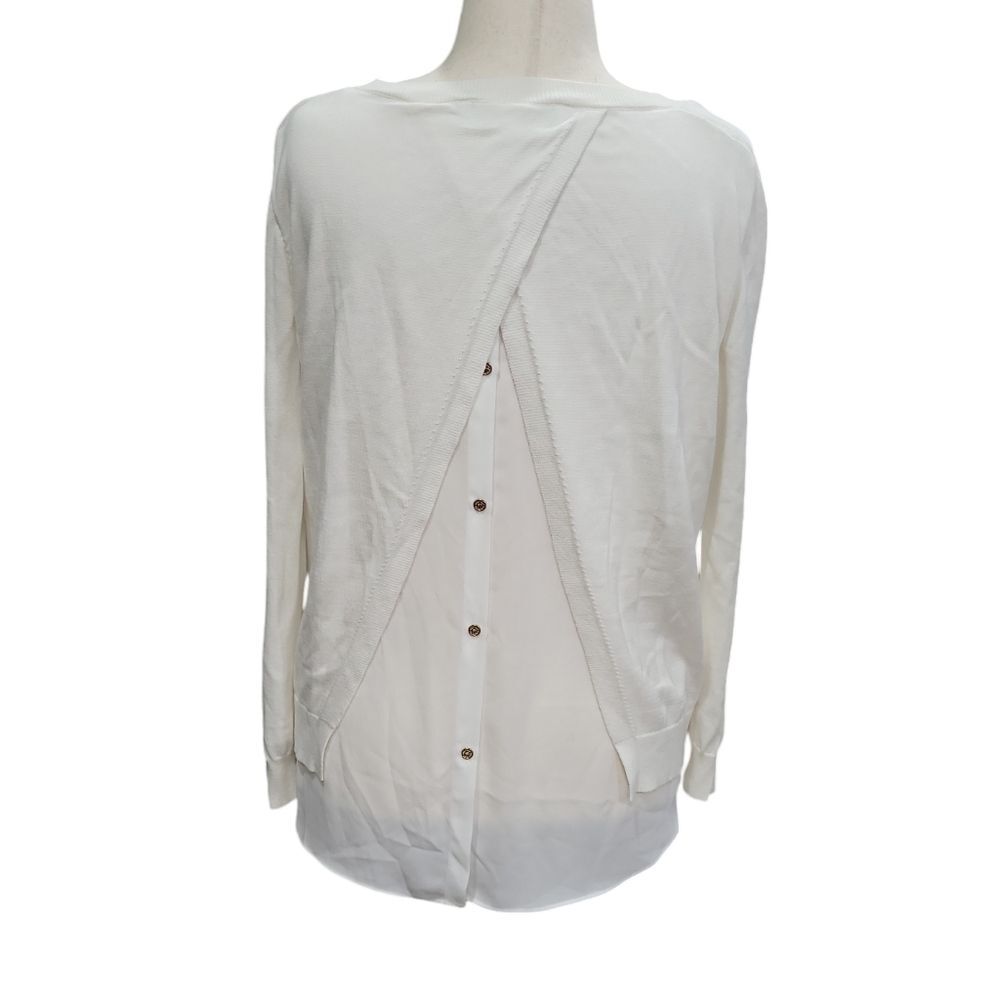 EUC Ivanka Trump women's white scoop neck sweater est. L elegant